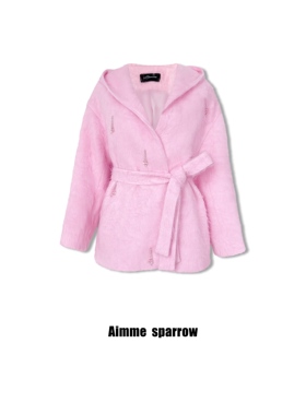Aimme sparrow 26春夏粉色羊绒吊坠外套时尚百搭优雅气质上衣通勤
