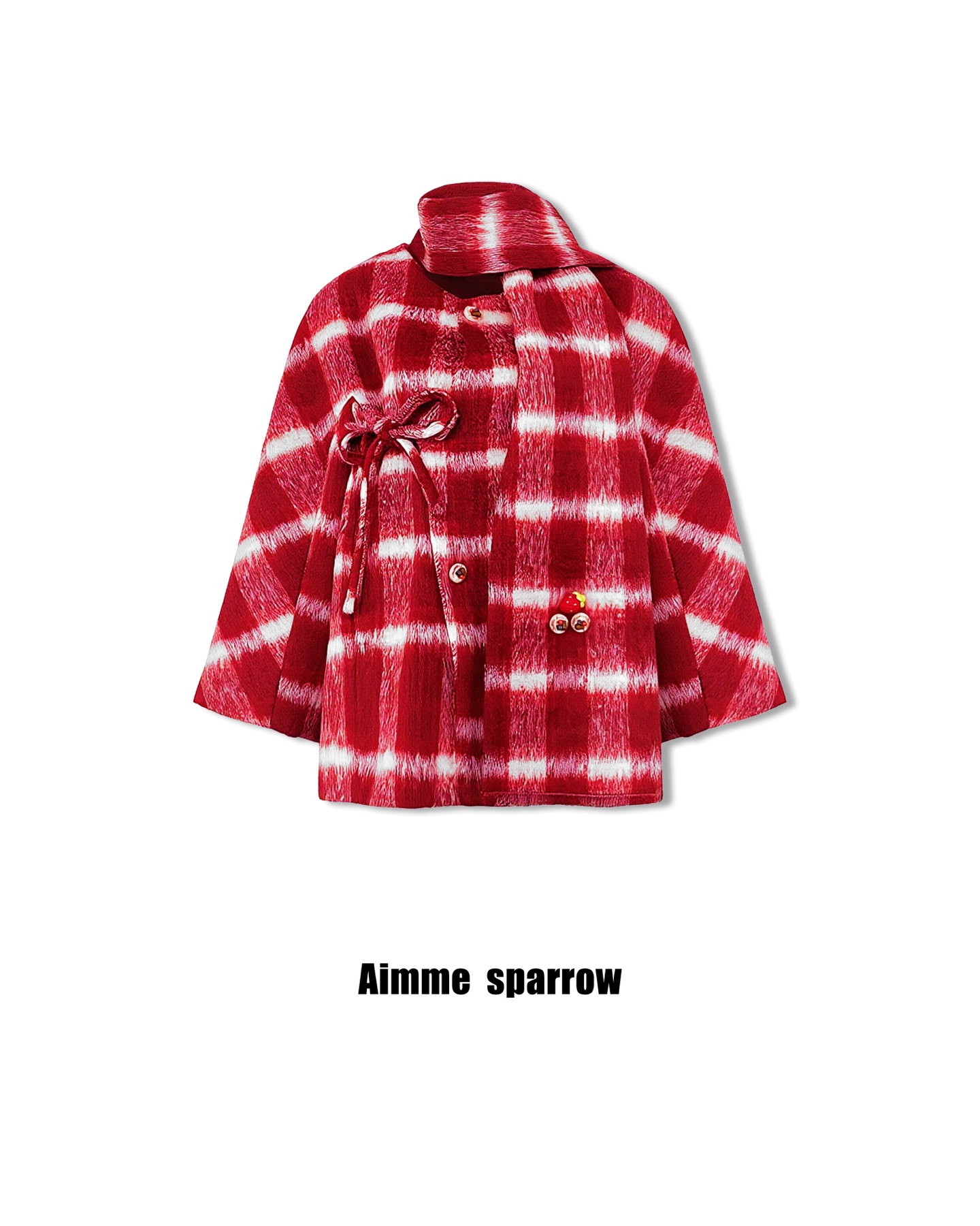 Aimme sparrow 26春夏蓝色纹格大衣时尚潮流百搭女上衣宽松休闲