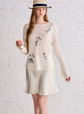 Aimme sparrow25秋冬瑞雪纷飞早秋新款打底毛衣白灰色时尚针织衫