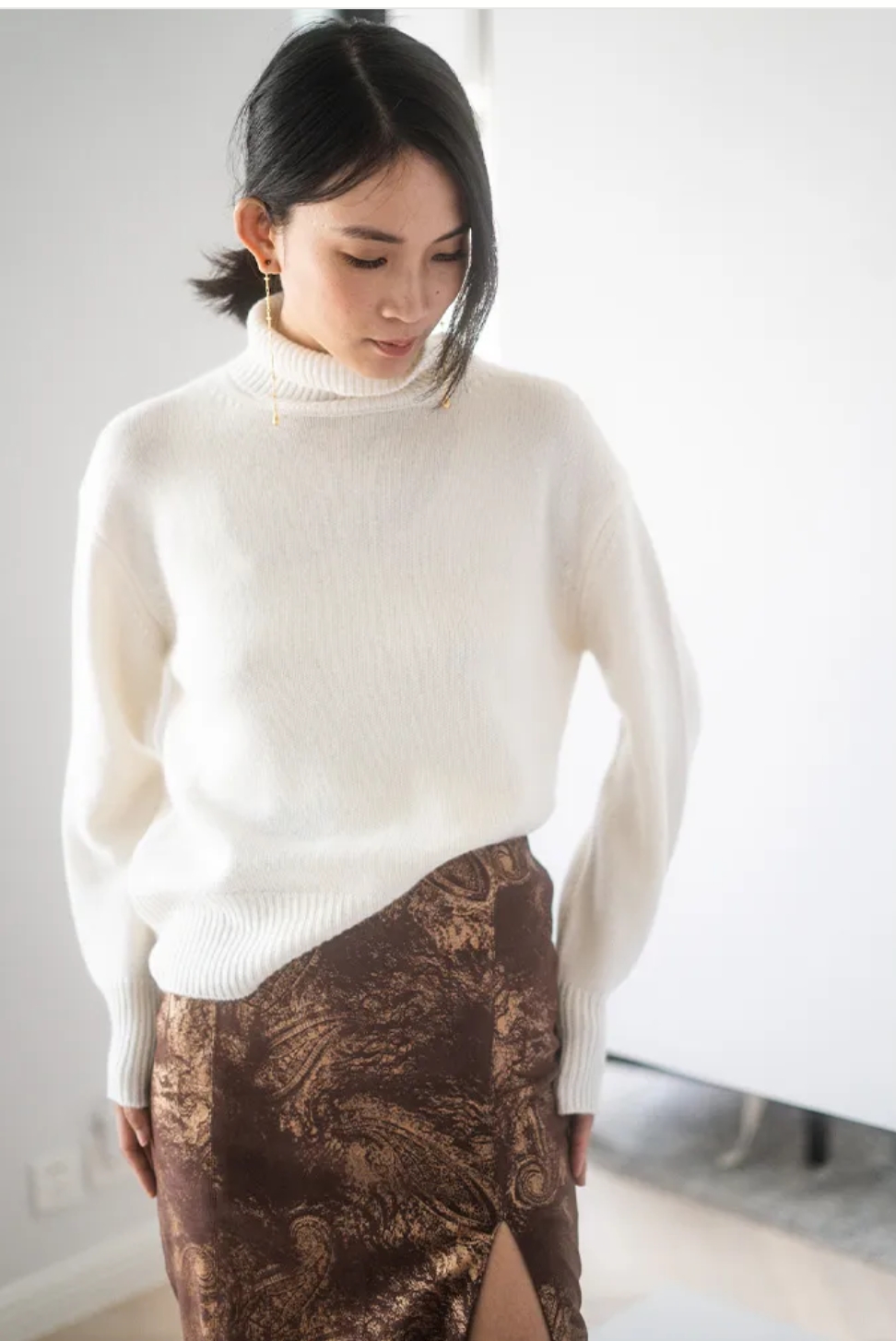 CHARLOTTA GANDOLFO宽松高领毛衣时尚百搭休闲优雅全羊绒衫高领女