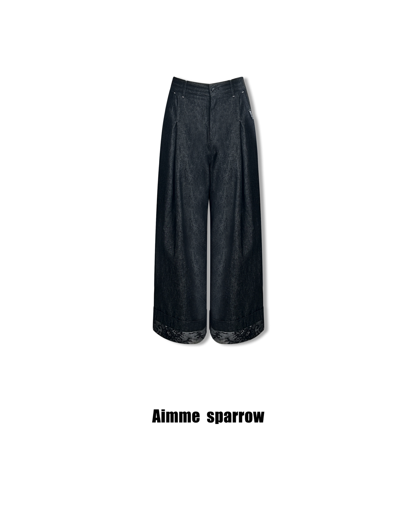 Aimme sparrow25秋冬格雷美人力量蕾丝牛仔裤时尚通勤百搭直筒裤