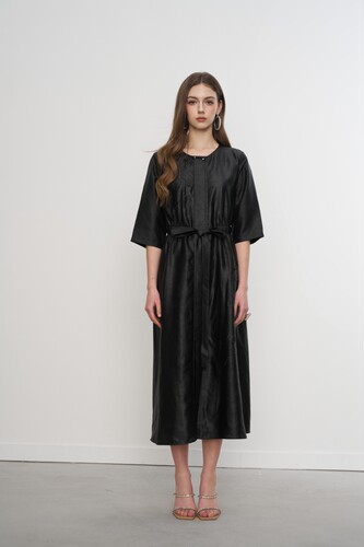 Aimme sparrow 25春夏香云纱连衣裙时尚优雅气质百搭女裙长款