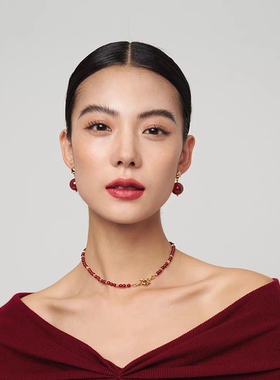 盐岛锦鲤红玛瑙耳坠本命年轻奢