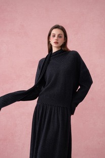 套头毛衣羊毛围脖两件套半高领 25秋冬围巾连身款 DIANA VEVINA