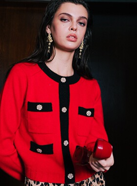 许佳琪同款Aimme sparrow100%羊绒开衫时尚针织开衫高级感毛衣女