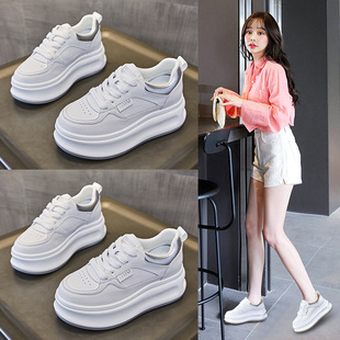 2025年春夏新款真皮内增高小白鞋休闲厚底学生鞋舒适百搭透气女鞋