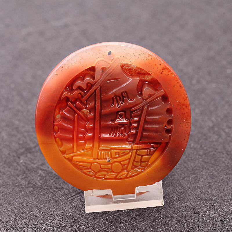 云南龙陵石缘 天然玉石黄龙玉吉祥如意挂件 花吊坠一帆风顺脚竹节