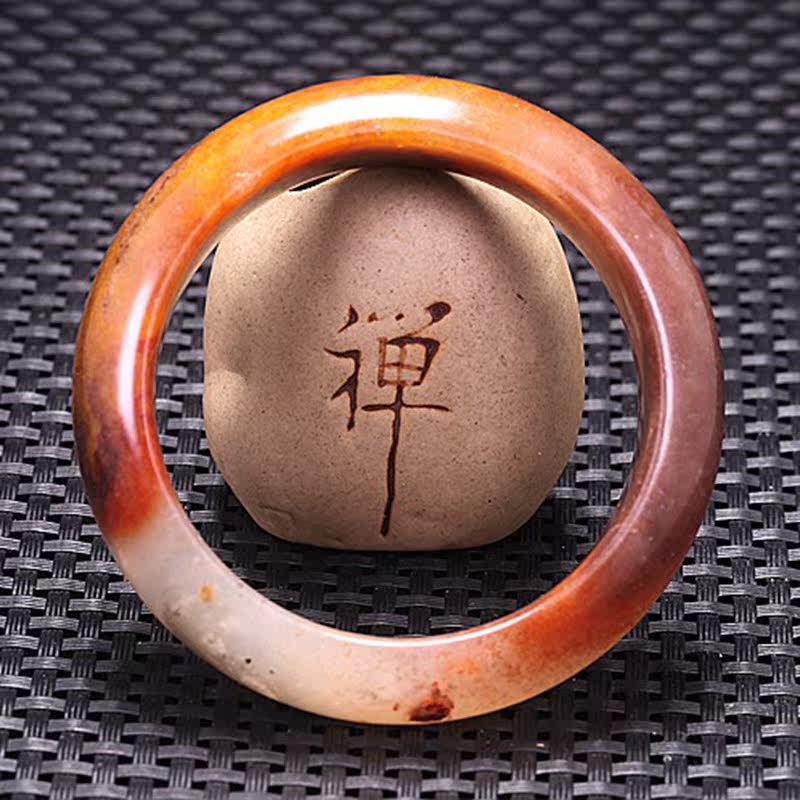 云南龙陵玉缘 天然玉石黄龙玉手镯 玉镯 女士 细条镯子 内径567