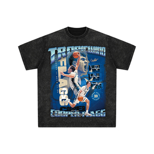 球星T恤美式水洗宽松嘻哈重磅复古短袖库珀弗拉格杜克大学