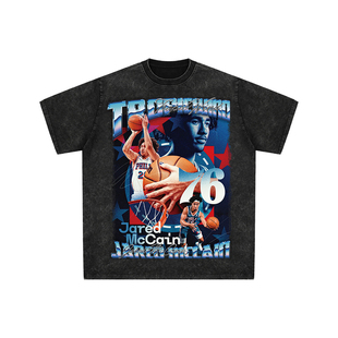 球星T恤美式水洗宽松嘻哈重磅复古费城魔仙小子麦凯恩