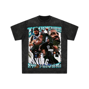 球星T恤美式水洗宽松嘻哈重磅复古短袖独行侠凯里欧文德鲁大叔