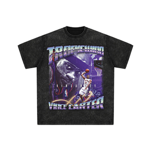 球星T恤美式水洗宽松嘻哈重磅复古短袖多伦多猛龙飞人文斯卡特