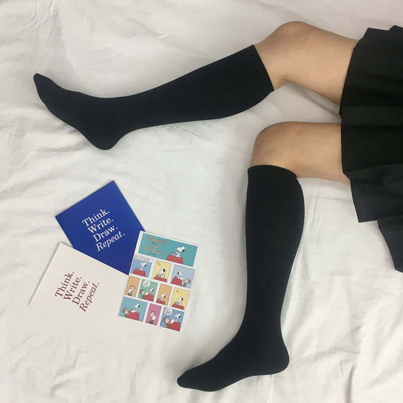 3双包邮日系小腿袜黑色高中筒丝袜女夏天薄款ins潮jk长筒袜子夏季