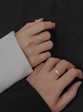 恋爱频率情侣对戒纯银莫比乌斯