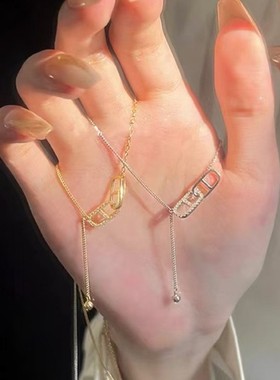 【猪鼻相扣流苏项链】纯银锁骨链