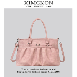 到货返差 尝鲜49 直降 褶皱手提托特包女大容量通勤斜挎包 新品