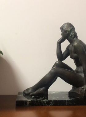 收藏鉴赏日本昭和34年青铜雕塑家山本稚彦作品“初恋” 艺术品