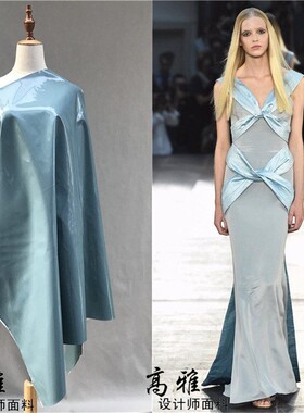 浅蓝色镜面软包皮革面料 漆皮硬包pu皮料床头手工diy亮面革D69