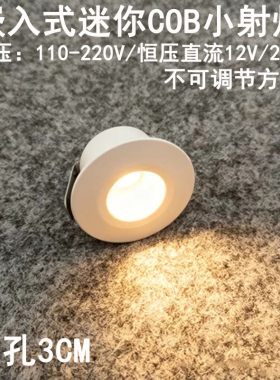 220V12V24伏led迷你小射灯3W5瓦开孔3公分嵌入式酒柜展示柜牛眼灯