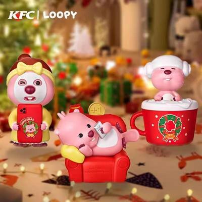 2024肯德基loopy露比玩具公仔躺赢人生小海狸圣诞帽KFC圣诞节礼物