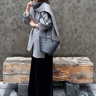 真皮复古牛皮手工编织包包2025新款 女秋通勤小众单肩菜篮子水桶包