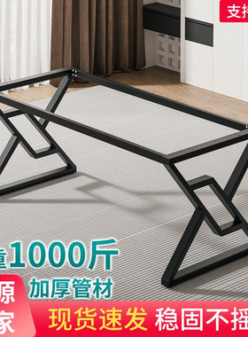 铁艺桌腿支架岩板大理石瓷砖黑色餐桌底座书桌茶几金属钢桌脚定制