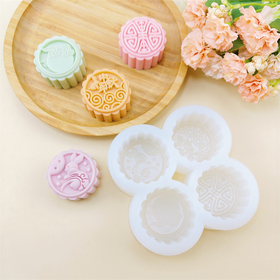 中秋节兔子月饼硅胶模具冰皮绿豆糕甜品模具DIY香薰蜡烛手工皂模