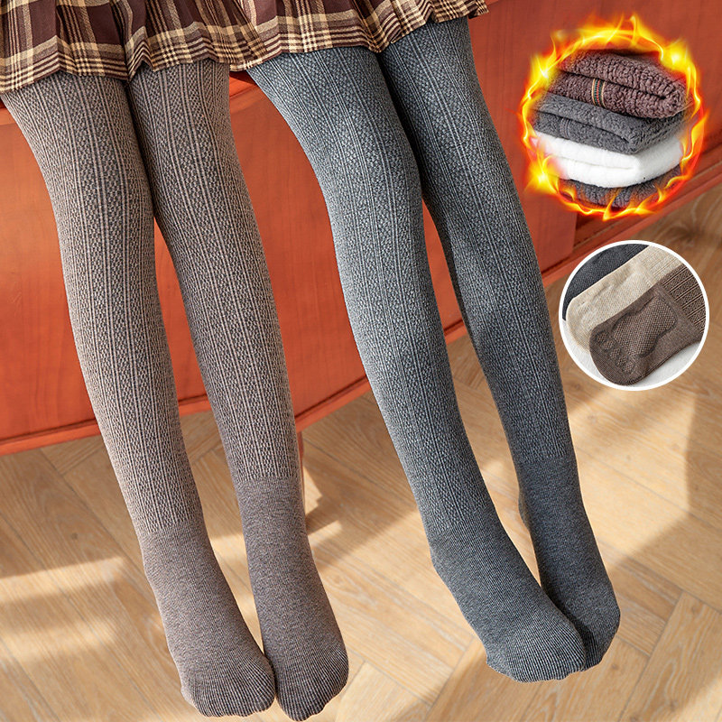 儿童打底裤秋冬款洋气外穿厚绒舞蹈裤踩脚纯棉加绒加厚女童连裤袜