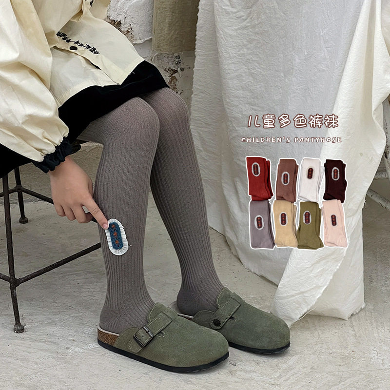 25女童打底裤纯色抽条春秋外穿糖果色儿童连体袜新款女童裤袜