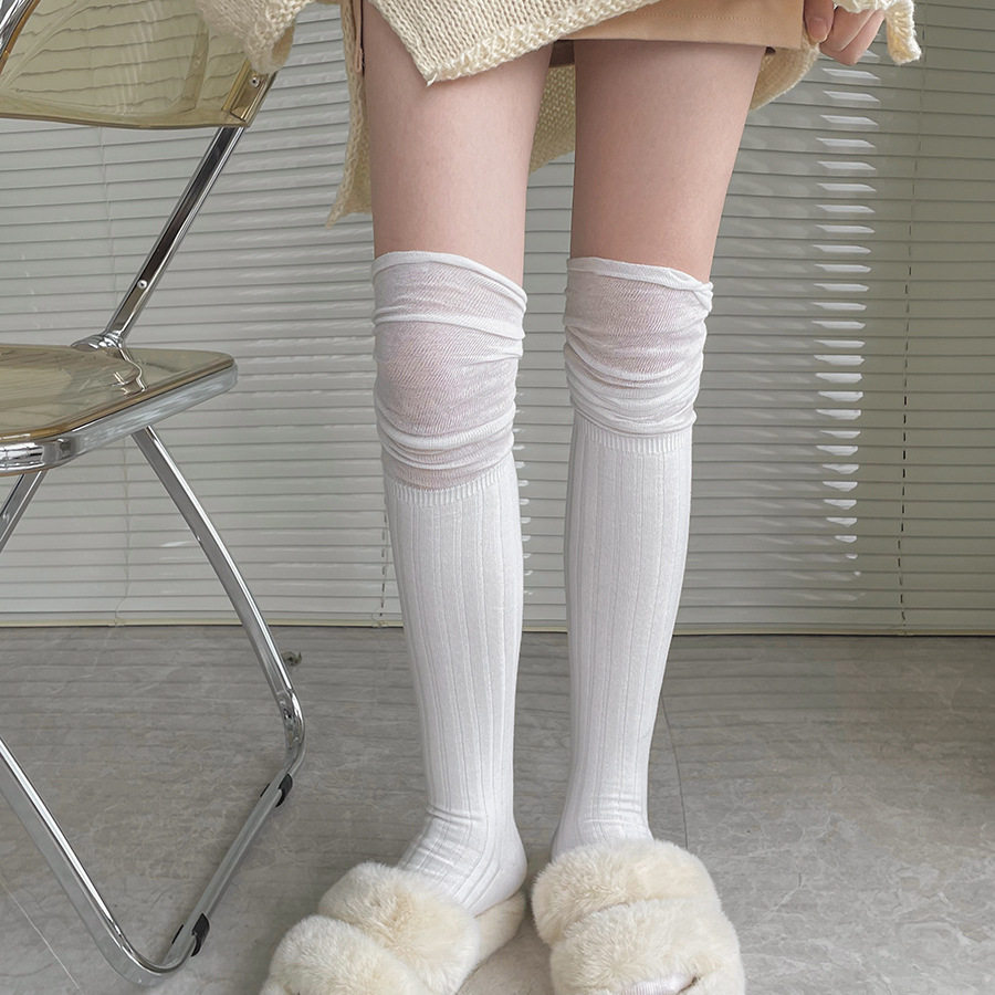 秋冬温柔米白色长筒袜高筒袜白色大腿袜拼接过膝袜女条纹堆堆袜子,女士内衣/男士内衣/家居服,长筒袜,淘宝优惠券,粉丝福利购,淘宝优惠卷