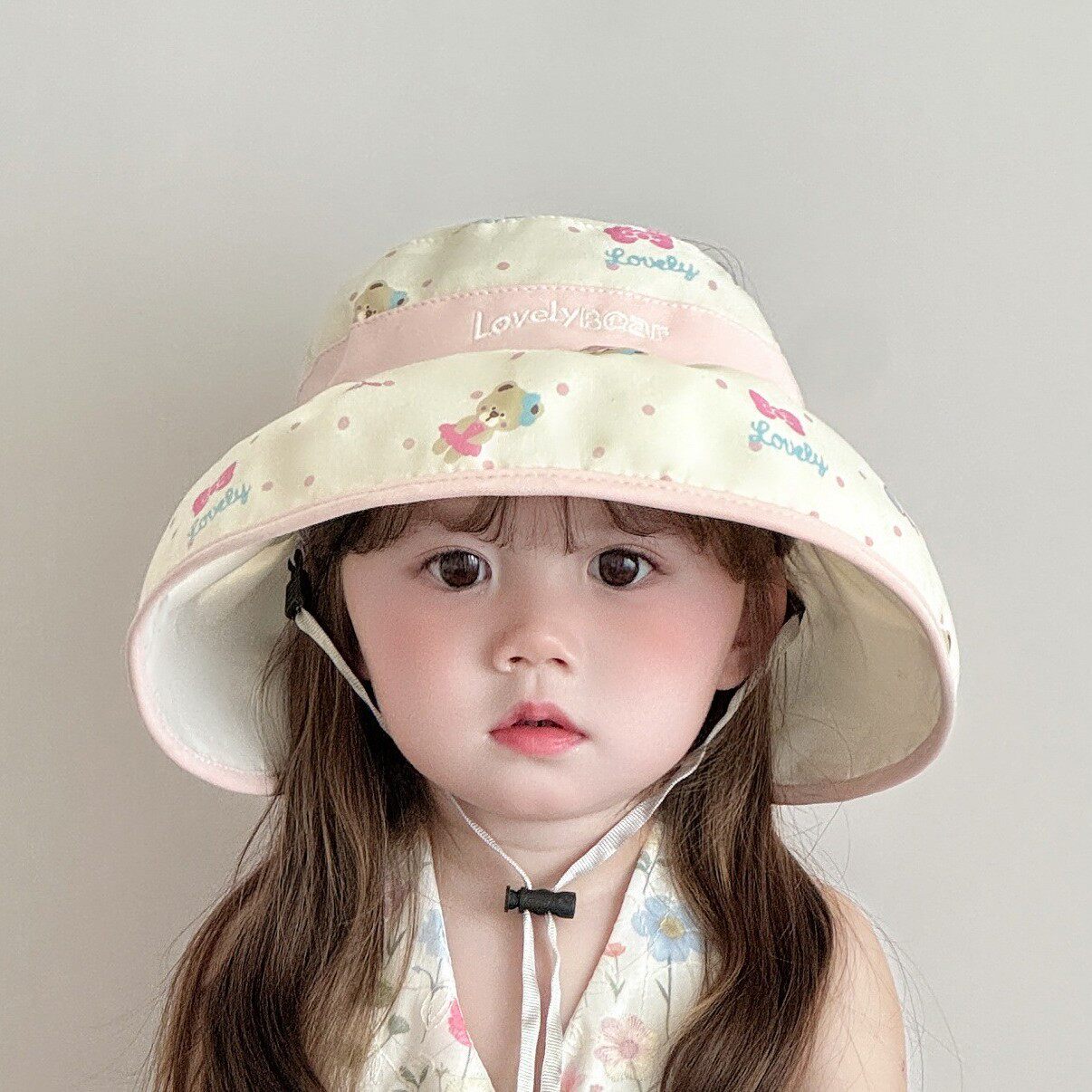 儿童防晒帽宝宝帽子夏季渔夫帽大帽檐男女孩遮阳帽防紫外线太阳帽