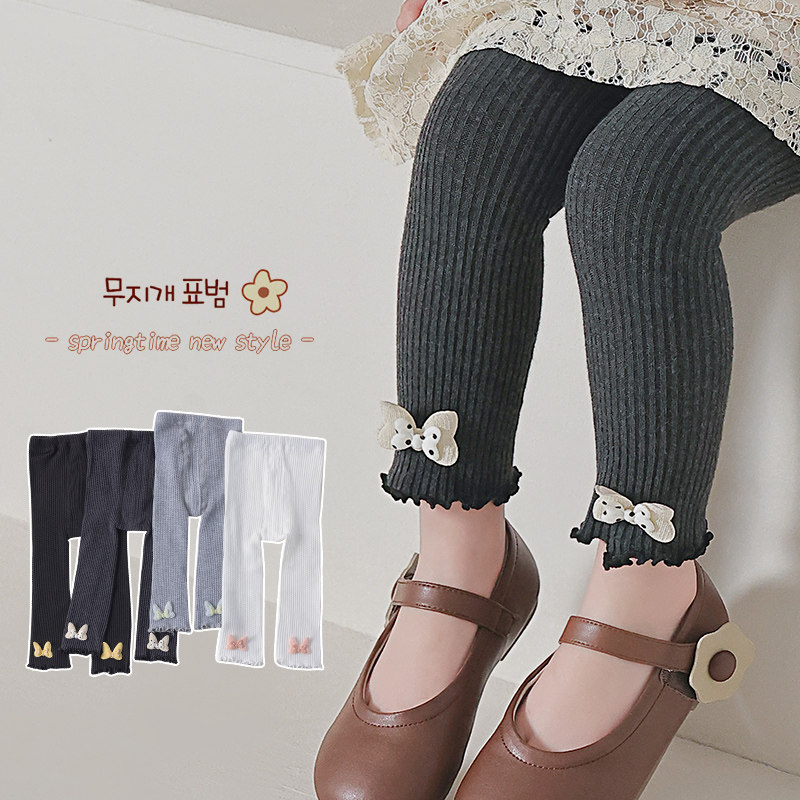 婴儿打底裤春款小童纯棉大PP儿童外穿薄款宝宝连体洋气女童打底裤