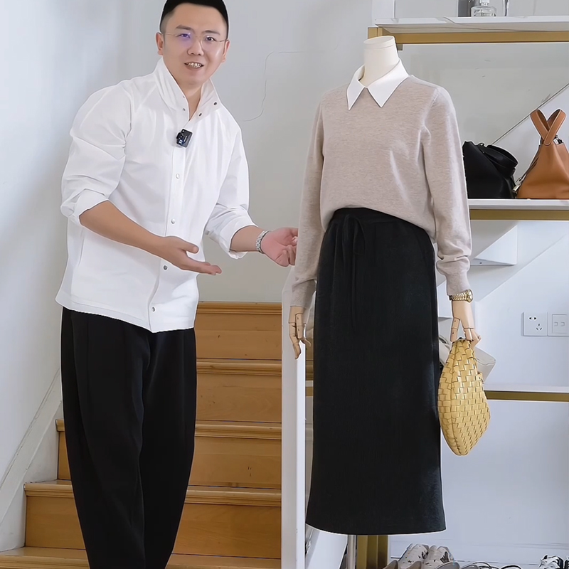 显瘦遮胯羊毛保暖针织半身裙