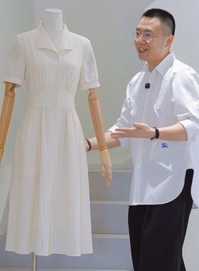 杰唯卡法式复古收腰短袖连衣裙