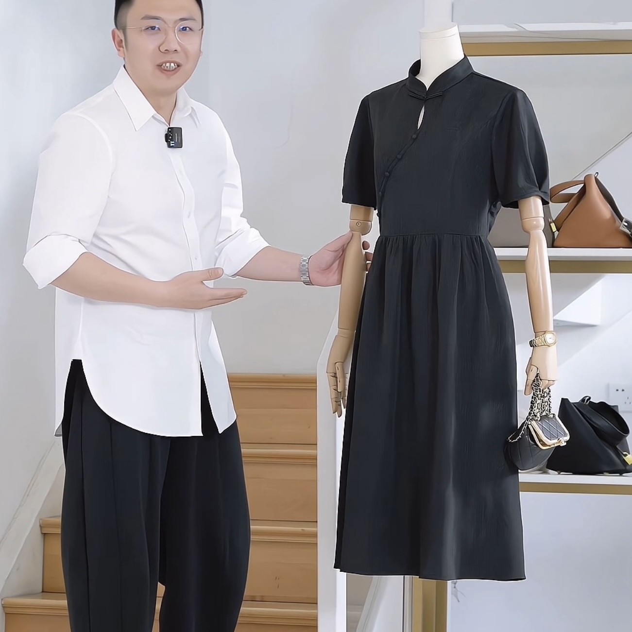 杰唯卡 国风提花连衣裙女夏季新款优雅气质修身显瘦新中式旗袍裙