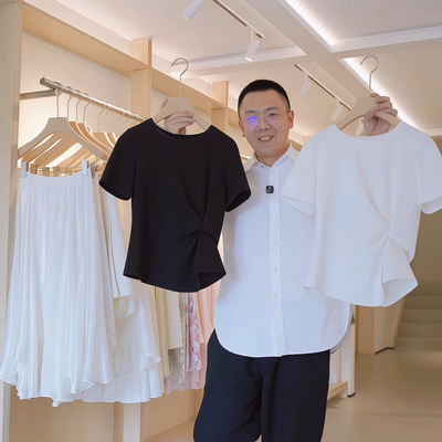 设计感扭结圆领气质T恤女