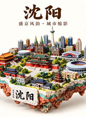 奉天沈阳城市地标金属冰箱贴旅游景点文创纪念品伴手礼物装饰门贴