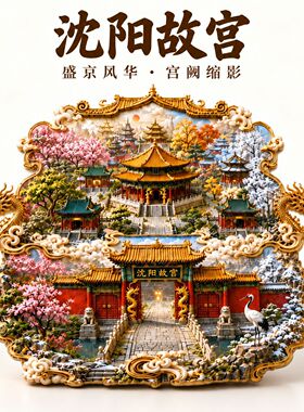 奉天沈阳故宫3d立体冰箱贴金属浮雕文创旅游纪念品磁吸伴手礼国潮