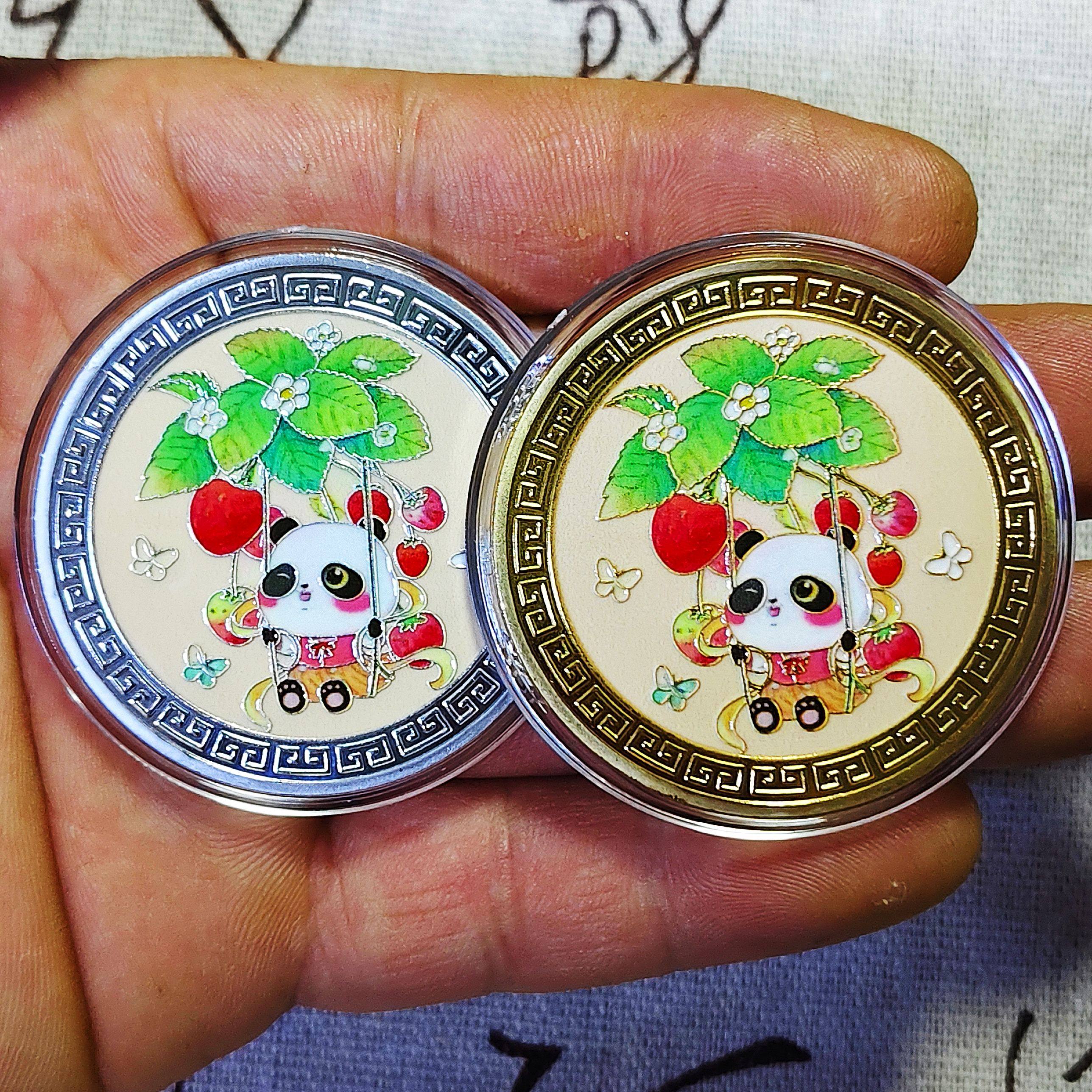 새로운 국보 팬더 기념 메달 베리에 문제가 있습니다 컬러 금속 동전 수집 기념품 문화 및 창의적 선물 편리한 선물