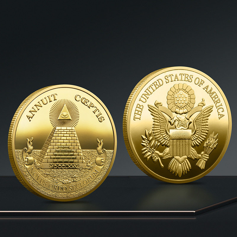 金字塔硬币欧美信仰上帝之眼自由石匠金银币共济会纪念币