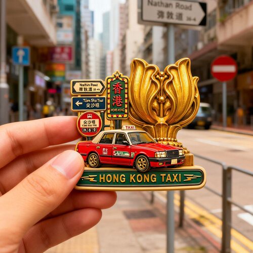 HongKong的士树脂浮雕磁吸冰箱贴香港文创旅游纪念品小礼品伴手礼