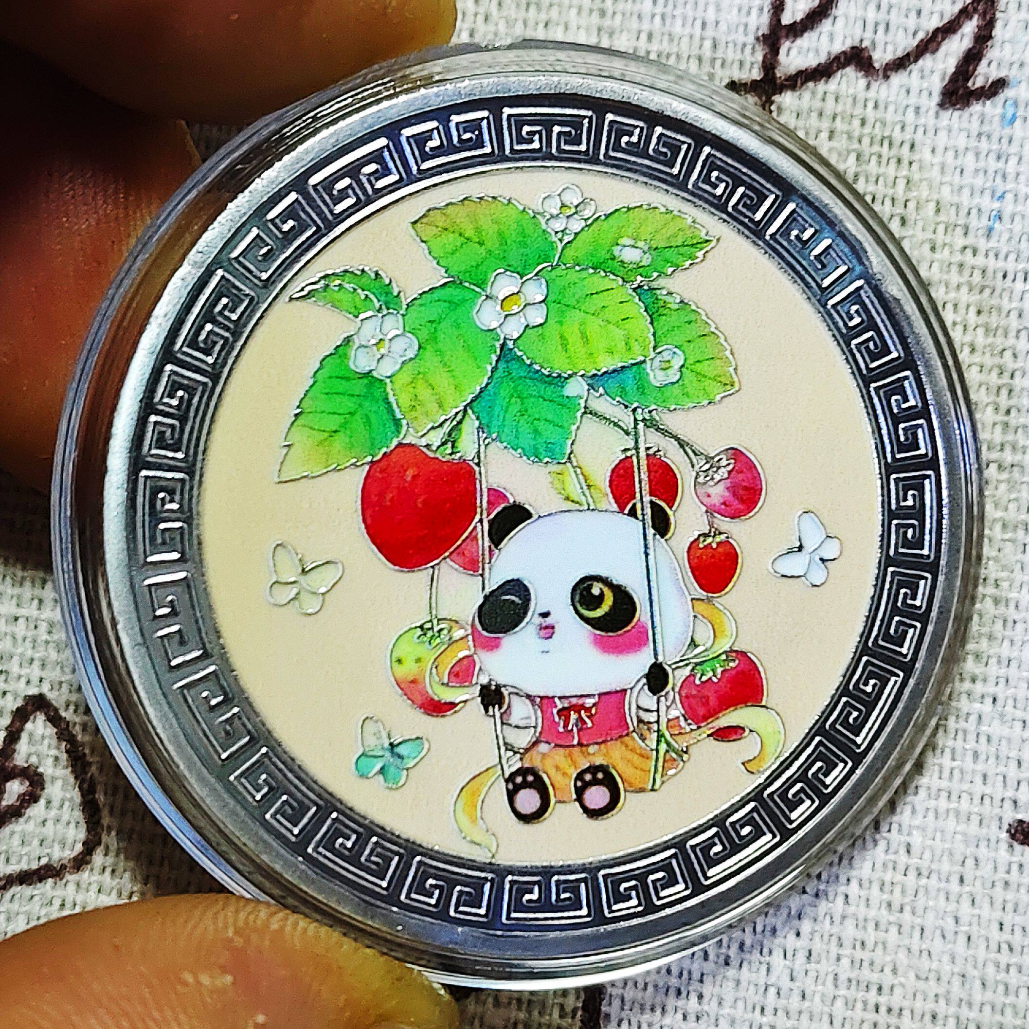 새로운 국보 팬더 기념 메달 베리에 문제가 있습니다 컬러 금속 동전 수집 기념품 문화 및 창의적 선물 편리한 선물