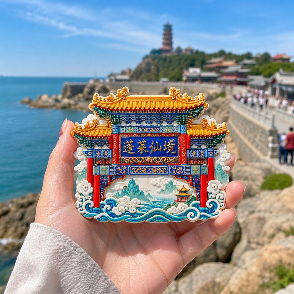 蓬莱仙境树脂浮雕磁吸冰箱贴山东烟台旅游文创纪念品小礼品伴手礼