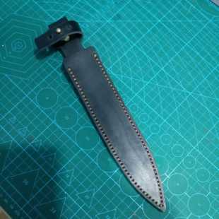 定制手工头层纯牛皮尖刀刀套双刃刀鞘刀库户外套厨刀保护套