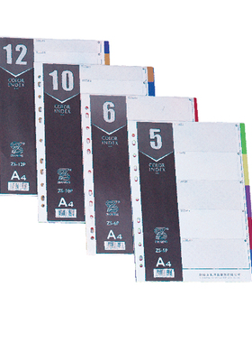 钊盛文具 ZS-5P pp5 6 10 12页分类索引卡