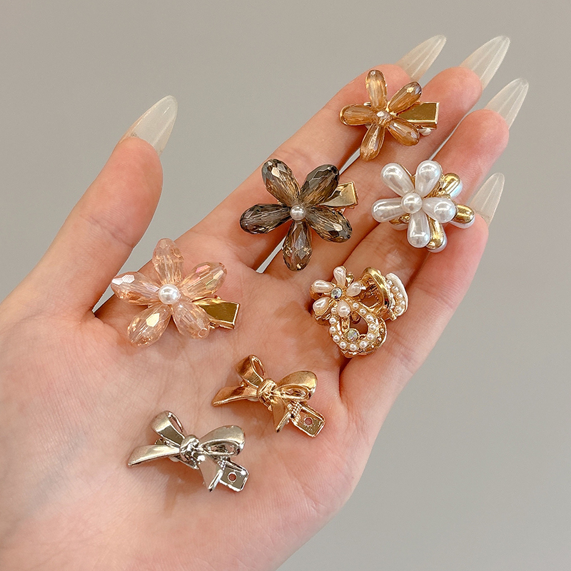 精致小号抓夹珍珠蝴蝶结发夹女