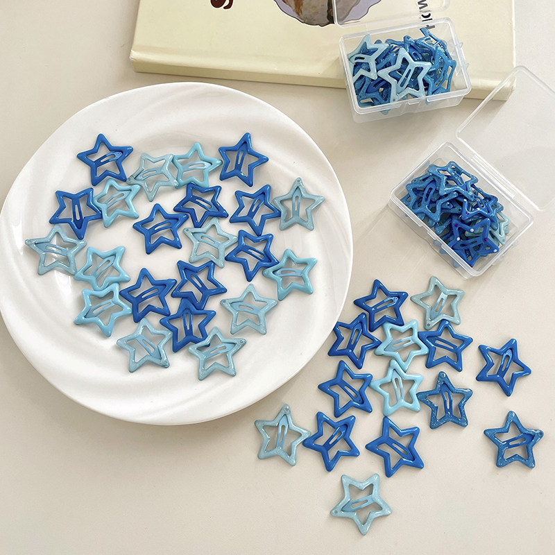 蓝色y2k星星发夹女2025侧边碎发