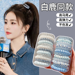高颜值高马尾发绳扎头发皮筋皮套头绳 海盐蓝电话线发圈女2025新款