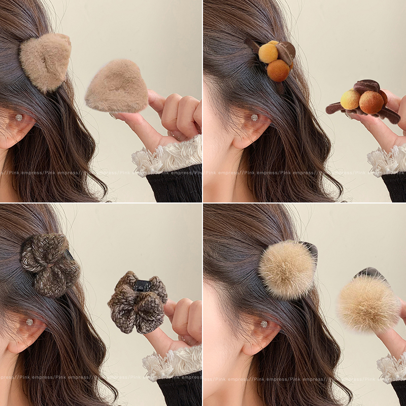 秋冬毛绒小抓夹女碎发刘海夹子