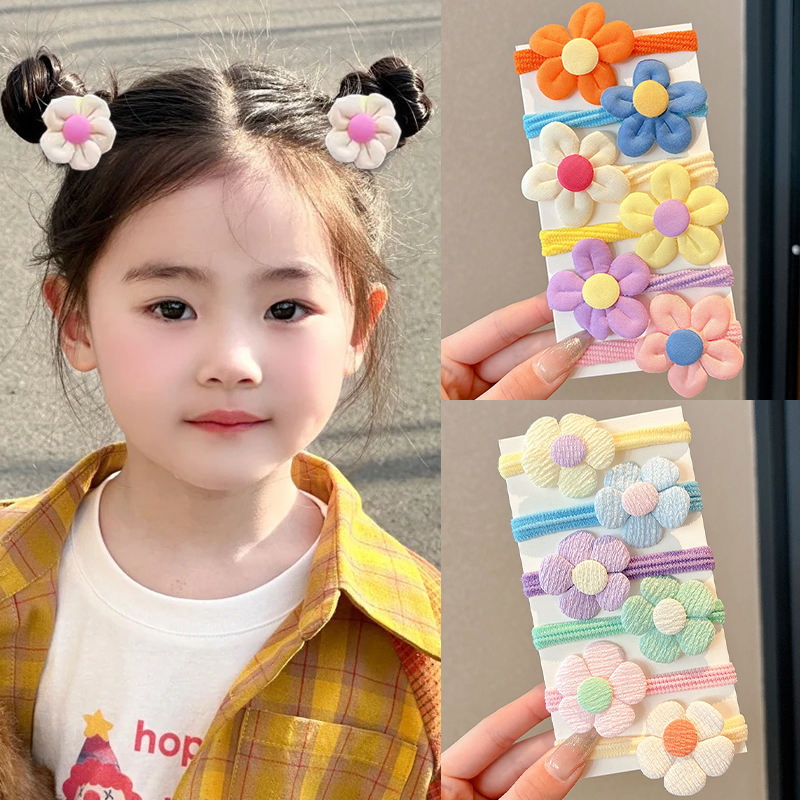 彩色花朵儿童皮筋扎丸子头发绳女